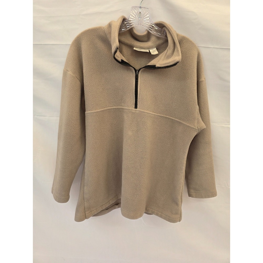 Nordstrom Mens Quarter Zip Fleece Pullover Tan Beige Mock Neck Size Medium